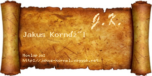 Jakus Kornél névjegykártya